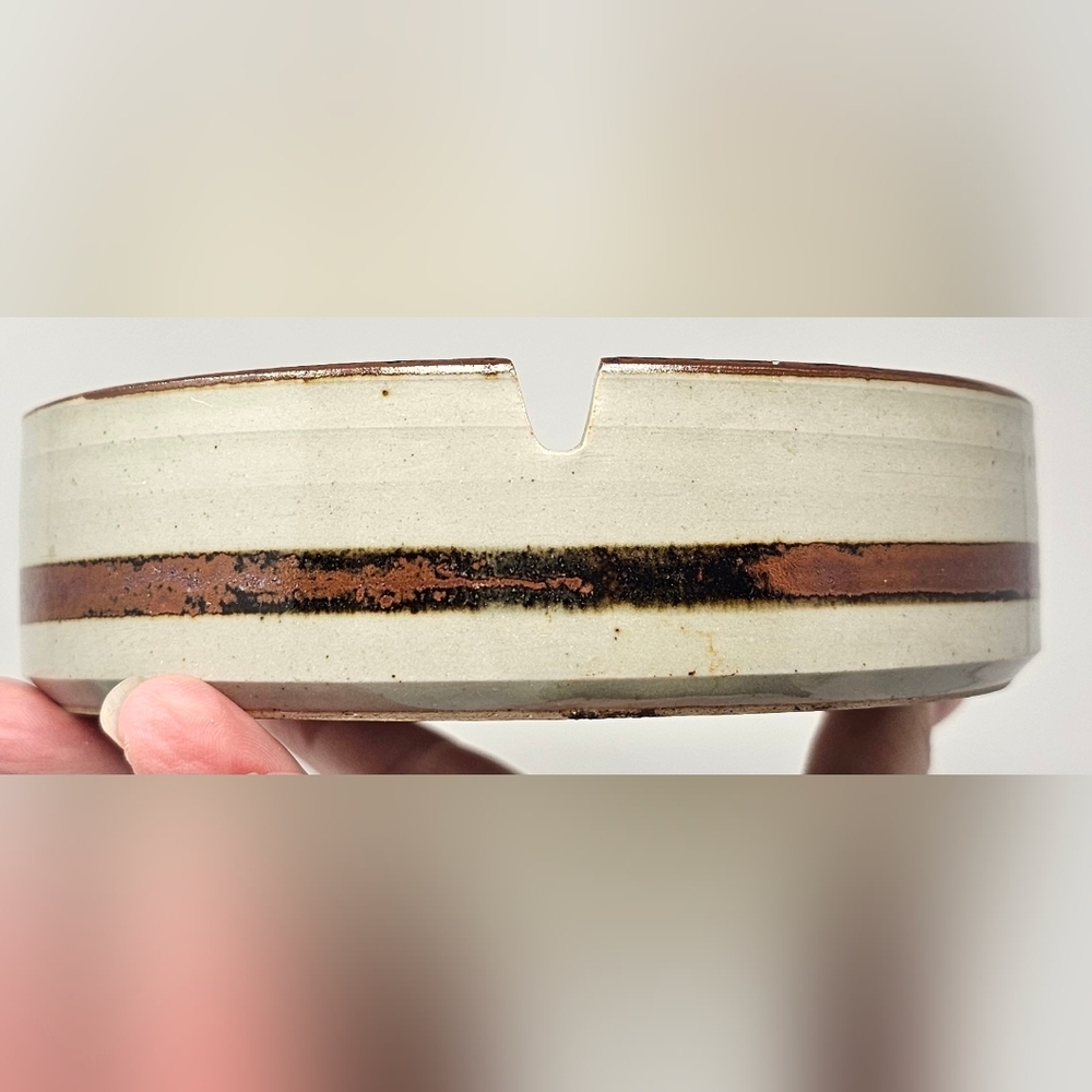 Vintage Hand Crafted Otagiri Original Speckled Stoneware Pottery Floral Ashtray - Picture 8 of 13